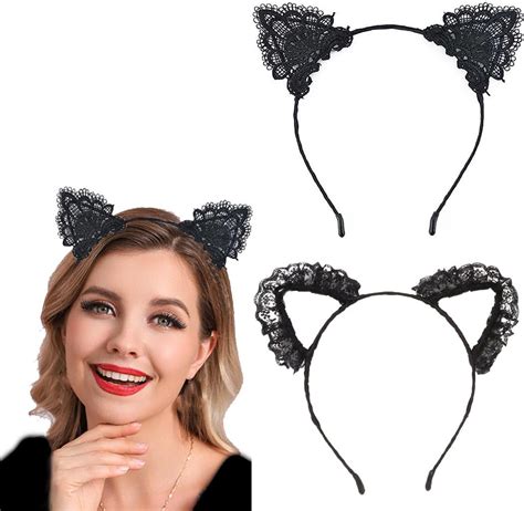 jovono sexy cat ears headbands black lace cat ears hair hoop cosplay halloween prom costume