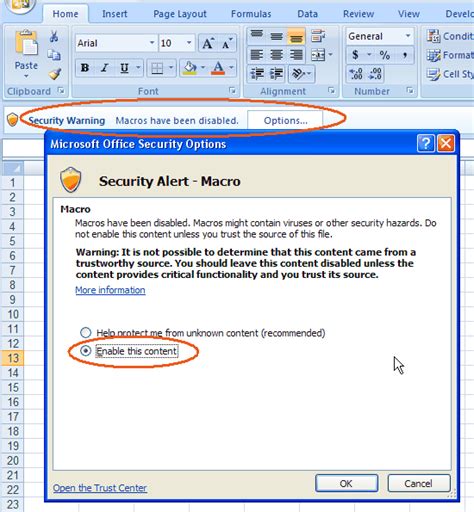 How to always run macros for a trusted worksheet. My ADEPT Blog: Enable Macro in Excel 2007 for "Export to ...