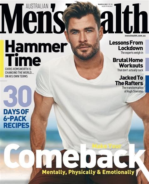 Chris Hemsworth For Mens Health Magazine Australia March 2021 In 2021