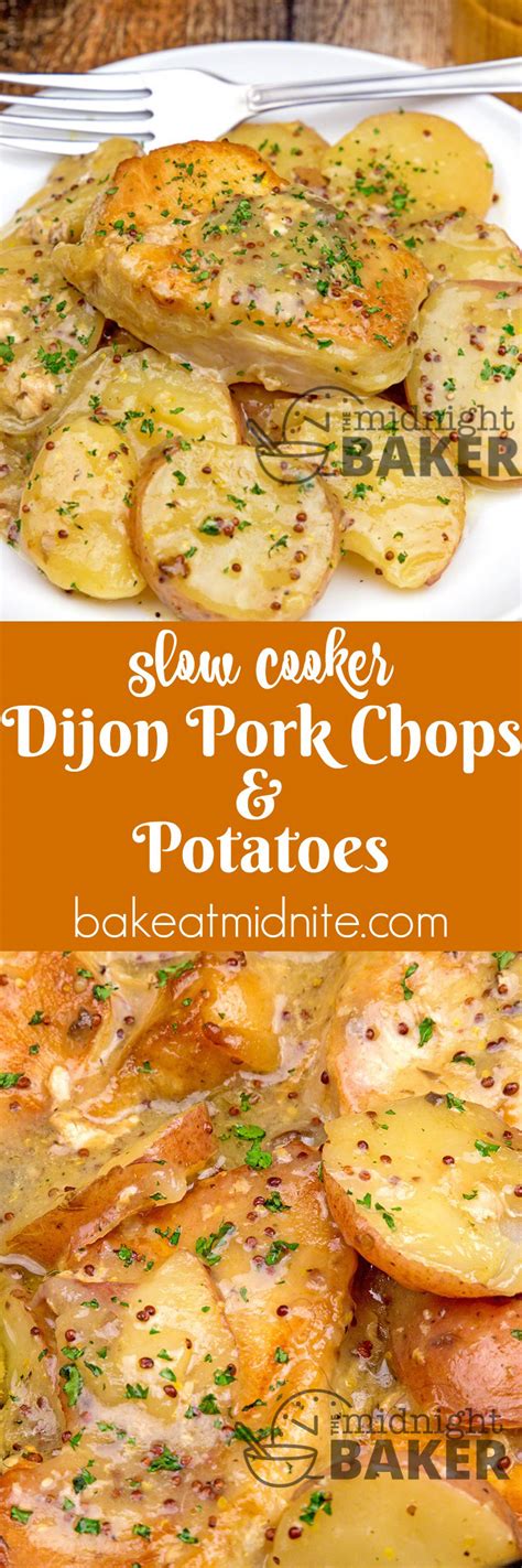 Spread into an even layer. Slow Cooker Dijon Pork Chops & Potatoes - The Midnight Baker