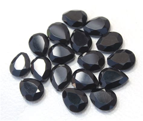 10 Pieces Natural Black Onyx Gemstone Faceted Gemstone Loose Etsy