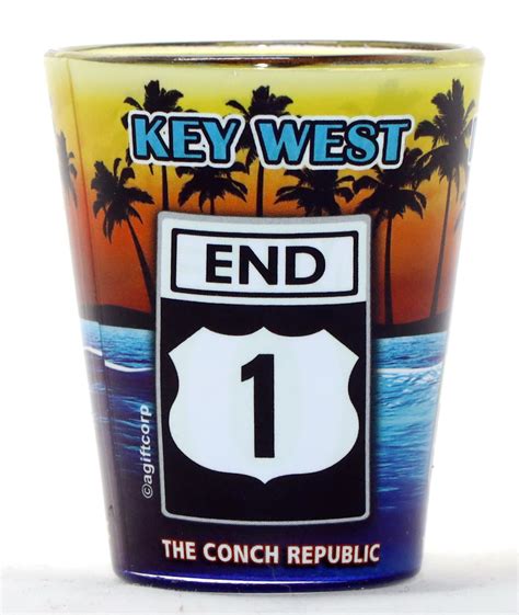 Key West Florida Icons Sunset In And Out Shot Glass World By Shotglass