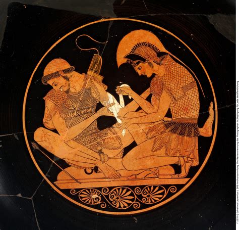 Illustration On The Interior Of A Greek Kylix Achilles Dressing The