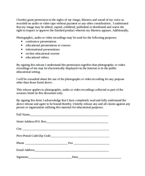 Consent Form For Audio Recording Free 8 Sample Video Consent Forms