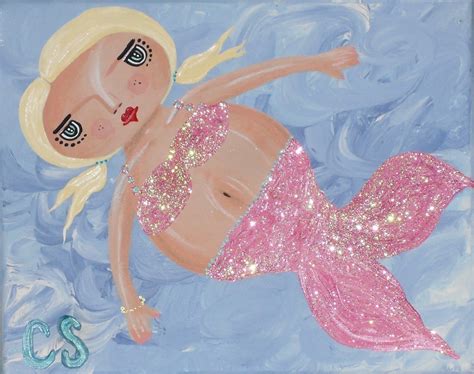 Cschenkart Mermaid Original Acrylic Painting Art By Carrie Schenk Art