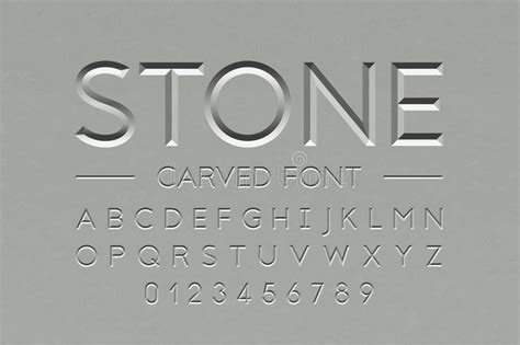 Stone Carved Alphabet Font Part 2 Stock Vector Illustration Of