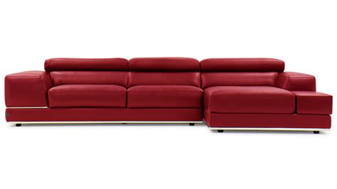 Encore Red Leather Sofa Right Chaise New 