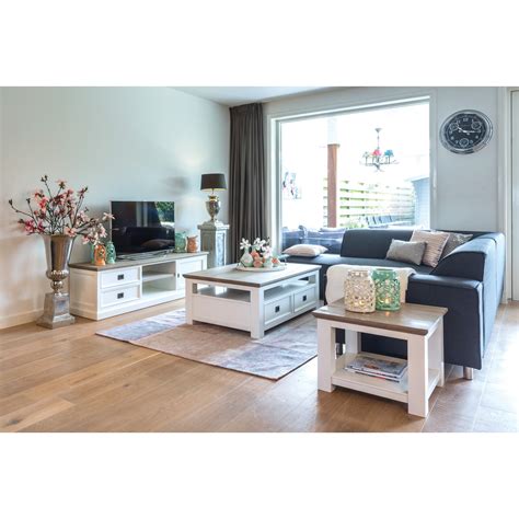 Meuble Tv Blanc Contemporain En Bois Massif Chêne Et Pin L 180 X P 45