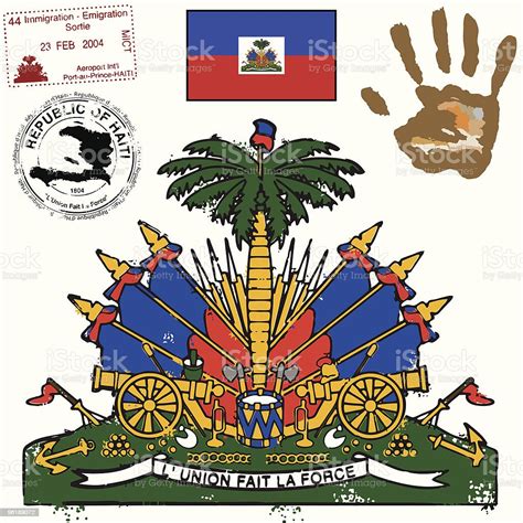 Haitian Flag Coat Of Arms And Graphic Set Stock Illustration Download