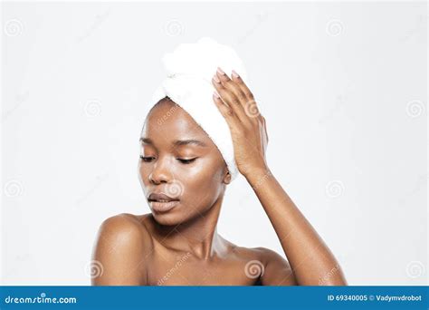 Afro American Woman With Towel On Head Stock Image Image Of Lifestyle