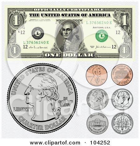 Royalty Free RF Clipart Illustration Of A Digital Collage Of One Dollar Bill Bank Note Design