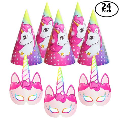 12 Pack Unicorn Party Paper Face Masks Bundle With 12 Unicorn Party