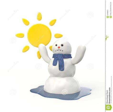 Snowman Melting From The Hot Sun Stock Illustration Illustration Of