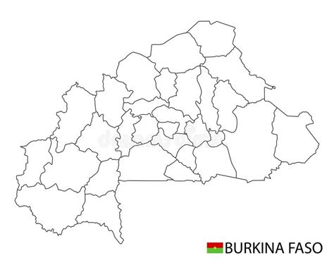 Carte Administrative Détaillée Du Burkina Faso Avec Le Drapeau Du Pays