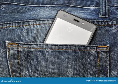 Mobile Phone Cellphone In Back Pocket Blue Jeans Stock Image Image