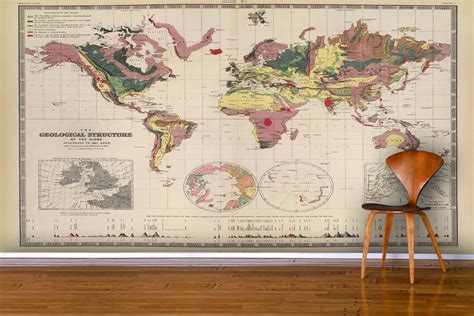 Neutral World Map Wallpaper Stylish Map Mural Muralswallpaper Map