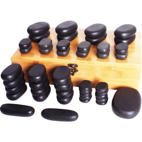 Berkeley 45 Piece Natural Basalt Massage Stone Set With Bamboo Case