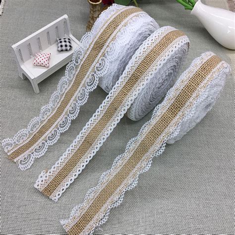 2m diy handmade lace linen roll elegant white lace ribbon twine linen tape lace for sewing