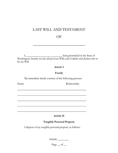 Fillable Last Will And Testament Form Printable Forms Free Online