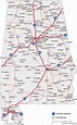 Alabama State Road Map with Census Information