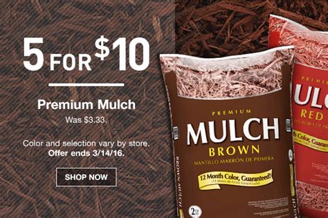 Head over to home depot for their spring black friday sale. Lowe's: 5 for $10 Premium Mulch or Garden Soil - Hip2Save