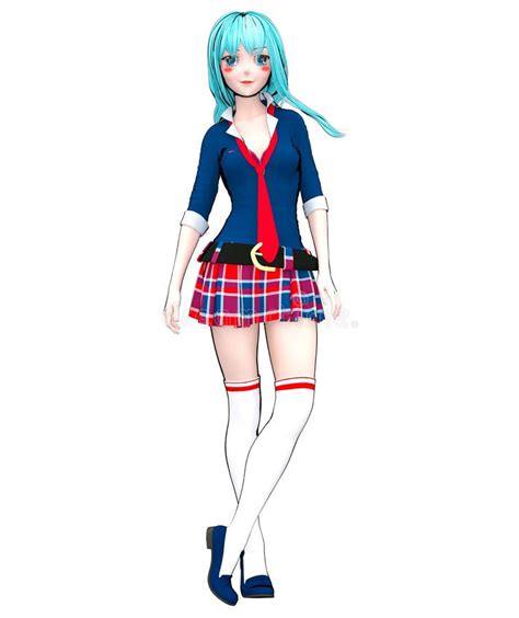 3d Japanese Anime Schoolgirl Stock Illustration Illustration Of Funny