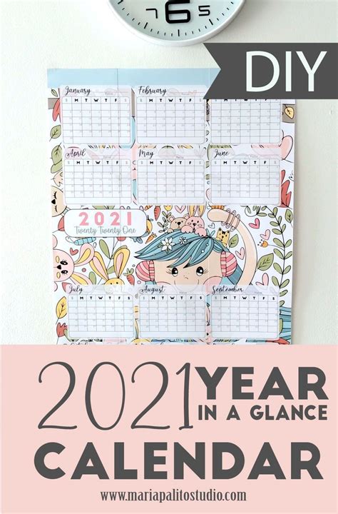Diy 2021 Calendar Year In A Glance Printable Kawaii Year Overview