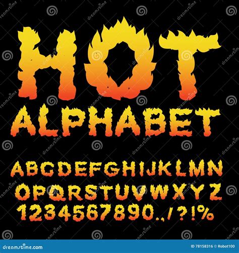 Hot Alphabet Flame Font Fiery Letters Burning Abc Fire Typography
