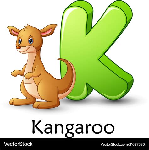 Letter K Is For Kangaroo Cartoon Alphabet Vector Image