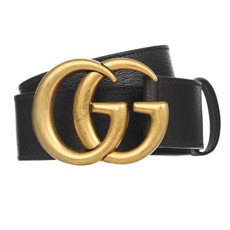 Gucci Wide Leather Belt With Double G Buckle Unisex Black1000