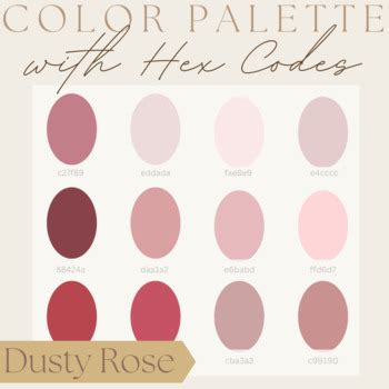 Dusty Rose Color Palette With Hex Codes And Instructions By The