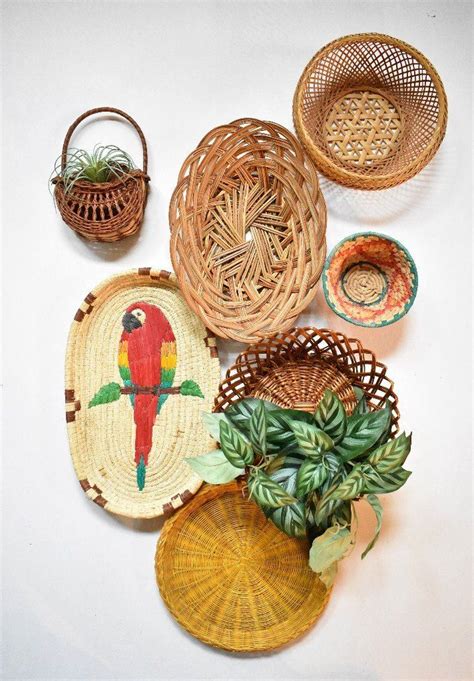 Wicker Wall Basket Setset Of 7sevenparrotuniqueboho Etsy