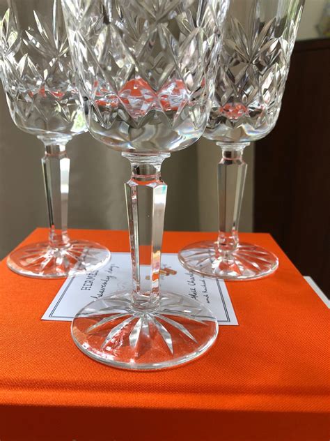 Set Of 3 Vintage Lenox Charleston Crystal Wine Glasses 6 3 4 Etsy