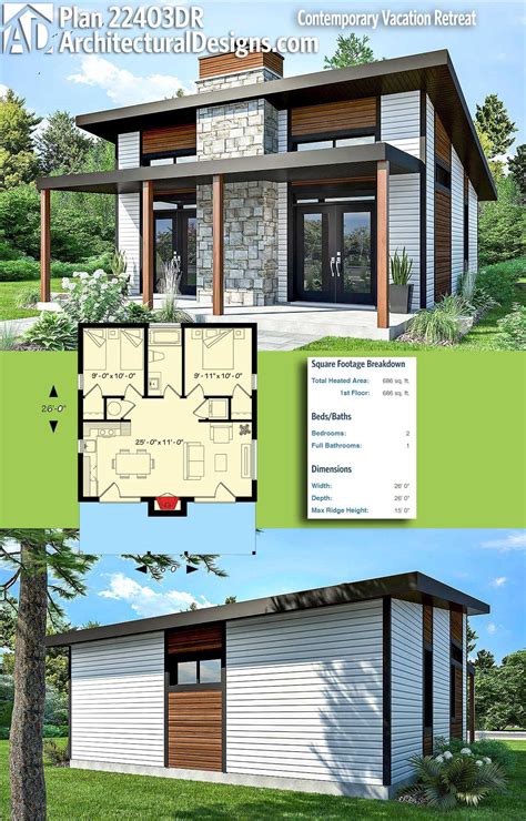 Plan 22403dr Contemporary Vacation Retreat Modern House Plans
