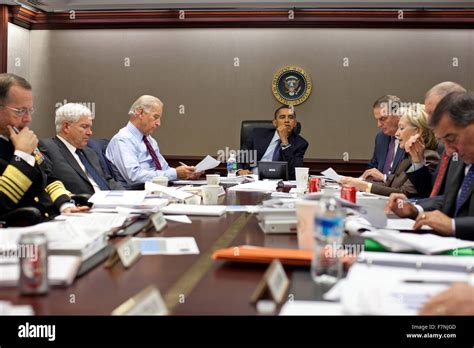 Us President Obama Has A Meeting In 2011 In The Situation Room At The