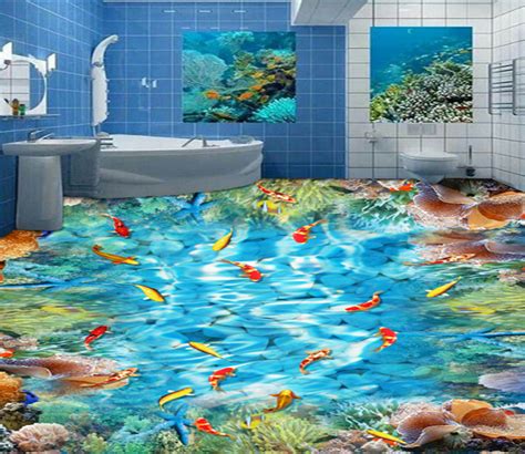 3d Fish School 039 Floor Mural Aj Wallpaper Custom Photo Wallpaper