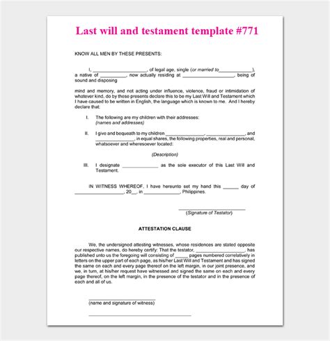 Free 17 Last Will And Testament Forms And Templates Word Pdf