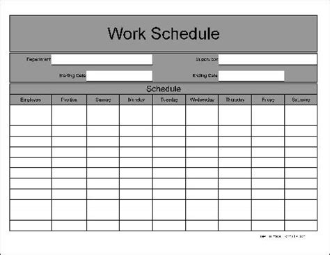 5 Work Schedule Templates Excel Xlts