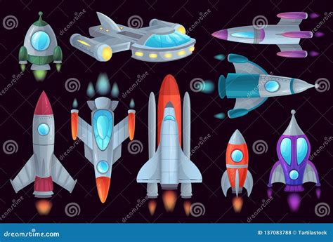 Cartoon Rockets Space Rocketship Aerospace Rocket And Spacecraft Ship