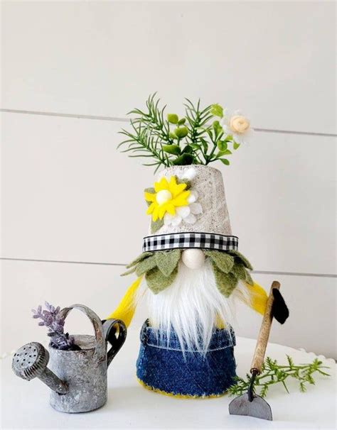 New For Spring Summer 2021 Farmer Gardener Gnome With Daisy Flower
