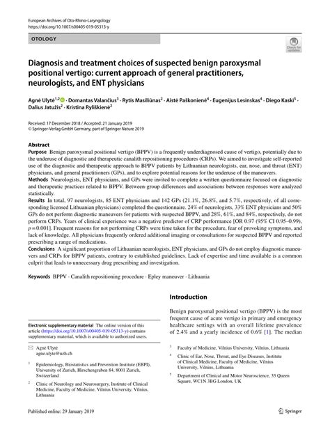 Pdf Diagnosis And Treatment Choices Of Suspected Benign Paroxysmal