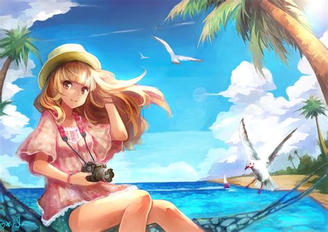 Beach Birds Anime Girls Wallpapers Hd Desktop And