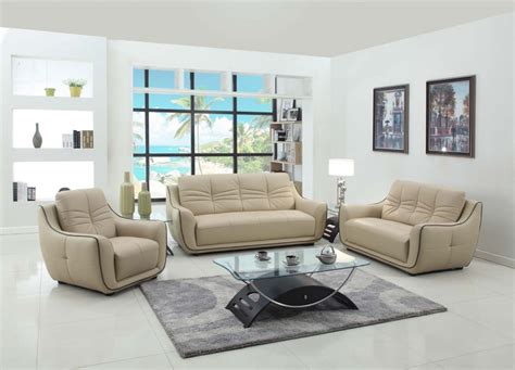8802 Modern Italian Leather Sofa Set Beige Star Modern Furniture