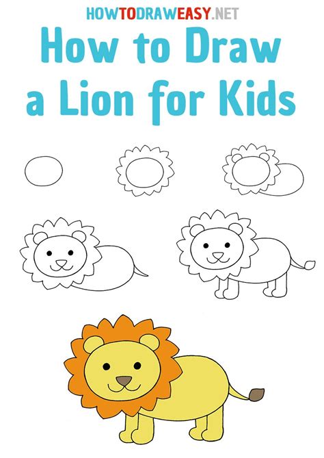 How To Draw A Lion For Kids How To Draw Easy