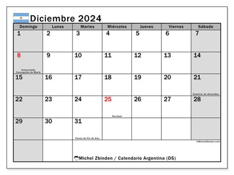 Calendario Diciembre De 2024 Para Imprimir 62DS Michel Zbinden AR
