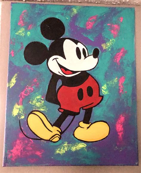 Mickey Mouse Acrylic Painting On Canvas Abstract Painting Vintage