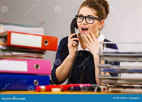 Happy Secretary Business Woman In Office Stock Image Image Of Binders
