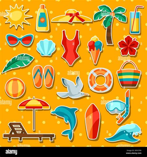 Set Of Summer And Beach Objects Stock Vector Image And Art Alamy