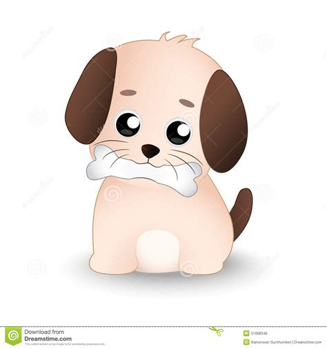 Cute Dog With Bone In His Mouth Stock Illustration