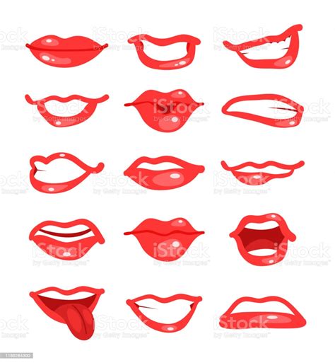 Woman Mouth Expressions Isolated Set Vector Flat Graphic Design